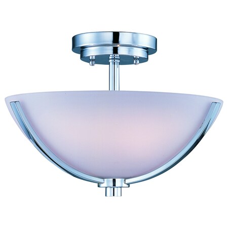 Maxim Three Light Polished Chrome Satin White Glass Bowl Semi-Flush Mount 20021SWPC